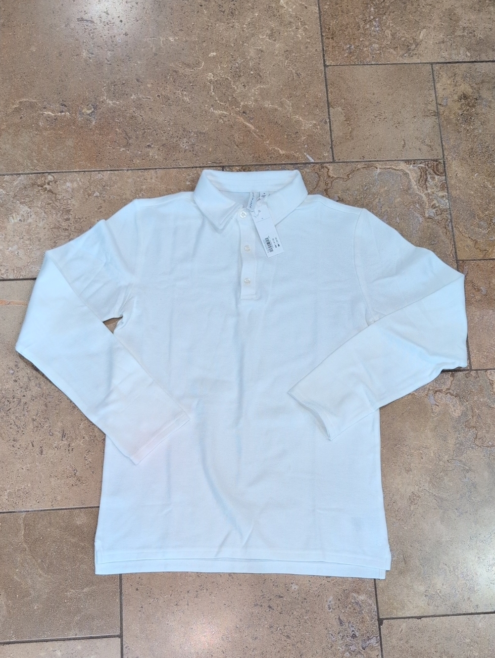 Janie and Jack boy's long sleeve polo. White. Size 18.